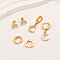 3 Pairs 304 Stainless Steel Moon Stud Earring Sets, with Rhinestone, Real 18K Gold Plated, 8~12mm
