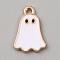 Halloween Alloy Enamel Pendants, Light Gold, Ghost Charm, White, 14x9.5x1.5mm, Hole: 1.2mm
