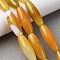 Natural Yellow Agate Beads Strands, Rice, 30~30.5x10~10.5mm, Hole: 1.6mm, about 13pcs/strand, 15.28''(38.8cm)