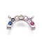 Brass Micro Pave Cubic Zirconia Charms, Rainbow, Colorful, Platinum, 7x14x2mm, Hole: 1mm