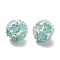 Polymer Clay Rhinestone Beads with Resin, for DIY Jewelry & Pen Decorations, Flower, Sky Blue, 18~19x19~20x19~20mm, Hole: 2mm