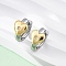 Brass Micro Pave Clear Cubic Zirconia Hoop Earrings, Long-Lasting Plated, Lead Free & Cadmium Free, Real 18K Gold Plated, Heart, 15x16x9mm