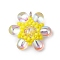 Beaded Flower Charms, Rhinestone & Glass Seed Beads Pendants, with Jump Ring, Clear AB, 21.5x23x8mm, Hole: 3mm