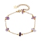 Natural Amethyst Beaded Bracelets, Brass Cable Chains Jewelry for Women, 7-1/4 inch(18.5cm)