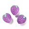Handmade Lampwork Beads Strand, Strawberry, Lilac, 13~14x11.5~12x10~10.5mm, Hole: 1.2mm, about 30pcs/strand, 15.55''(39.5cm)