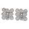 304 Stainless Steel Stud Earrings, with Rhinestone for Women, Square, Stainless Steel Color, 19x19mm
