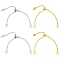 4Pcs 2 Colors Adjustable Brass Chain Finger Ring Making, Platinum & Golden, 60mm, 2pcs/color