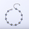 Daisy Alloy Enamel Link Chain Bracelets for Women, Platinum, Medium Blue, 6-3/4 inch(17cm)