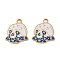 Halloween 304 Stainless Steel Pendants, with Enamel, Ion Plating(IP), Real 18K Gold Plated, Skull, 17x15x0.8mm, Hole: 2mm