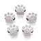 Brass Micro Pave Cubic Zirconia European Beads, Large Hole Beads, Cadmium Free & Lead Free, Dog Paw Prints, Platinum, 12.5x10x8.5mm, Hole: 4mm