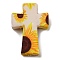 Cross with Flower Silicone Focal Beads, Antique White, 35x25x8mm, Hole: 2mm