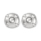 304 Stainless Steel Flat Round Stud Earrings, Stainless Steel Color, 30.5x30.5mm