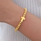 304 Stainless Steel Beaded Bracelets for Women, Cross, Golden, Cross: 1/2x3/8x1/8 inch(1.4x1x0.35cm), Inner Diameter: 2-1/8 inch(5.3cm)