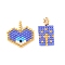 2Pcs Handmade Loom Pattern MIYUKI Glass Seed Beads, Heart with Evil Eye Pendant & Rectangle Pendant Set, with Golden Loop, Medium Slate Blue, 18x10x2mm, Hole: 0.7mm, 2pcs/set