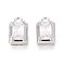 Brass Pave Cubic Zirconia Pendants, Rectangle Charms, Platinum, 11x7x4~4.5mm, Hole: 1.4mm
