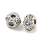 Brass Micro Pave Clear Cubic Zirconia Beads, Hexagon, Platinum, 4.5x6x4mm, Hole: 1.5mm