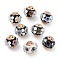 Handmade Indonesia Beads, with Alloy and Resin, Round with Flower, Golden, Mixed Color, 17x16mm, Hole: 2.3mm