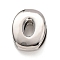 Brass Beads, Long-Lasting Plated, Rack Plating, Lead Free & Cadmium Free, Platinum, Letter O, 20.5x15.5x7mm, Hole: 18x4mm