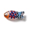 Handmade Porcelain Beads, Fish, Famille Rose Porcelain, Sky Blue, 10x21x6.5mm, Hole: 1.4mm