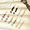 5 Pairs Natural Mixed Stone Flat Round Dangle Earrings, with Alloy Enamel Charms and 304 Stainless Steel Earring Hooks, Golden, 69x12mm
