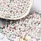 Two Tone Baking Paint Glass Seed Beads, Round Hole, Peanut, Pink, 6~6.5x3~3.5x3~3.5mm, Hole: 1~1.2mm, about 4500pcs/pound