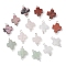 Natural Mixed Gemstone Cross Connector Charms, with Platinum Tone Iron Double Loops, 20x13x4~5mm, Hole: 1.5mm