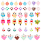 Handmade Polymer Clay Pendants, with Platinum Tone Iron Findings, Mixed Shapes, Mixed Color, 48pcs/bag