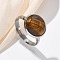 Half Round Natural Tiger Eye Finger Rings, 304 Stainless Steel Adjustable Rings for Women, Round: 14mm, US Size 7 1/4(17.5mm)