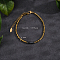 Natural Fluorite Beads Stretch Bracelets for Women Men, with Non-magnetic Hematite Beads, Real 18K Gold Plated, Cone, 6-3/4 inch(17cm)