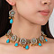 Alloy Rhinestone Bib Necklaces & Dangle Earrings Sets, Flower with Teardrop, Golden, Crystal, Necklace: 460mm