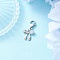 Bowknot Brass Micro Pave Clear Cubic Zirconia Pendant Decorations, with 304 Stainless Steel Lobster Claw Clasps, Platinum & Stainless Steel Color, 25.5mm