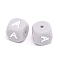 Silicone Beads, Cube with Letter.A, Gray, 12x12x12mm, Hole: 2mm