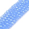 Electroplate Glass Beads Strands, Imitation Jade Beads, Pearl Luster Plated, Faceted, Rondelle, Cornflower Blue, 3.5~3.8x3mm, Hole: 0.4mm, about 105~110pcs/strand, 29~31cm