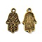 Tibetan Style Alloy Pendant Enamel Settings, Hamsa Hand/Hand of Miriam with Eye, Cadmium Free & Nickel Free & Lead Free, Antique Bronze, 20x11.5x2mm, Hole: 1.5mm, about 740pcs/1000g