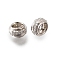 925 Sterling Silver Micro Pave Clear Cubic Zirconia Beads, Rondelle, with 925 Stamp, Real Platinum Plated, 6x3.5mm, Hole: 1.5mm