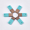 Resin & Walnut Wood Pendants, Rectangle, Cyan, 22.5~23x8.5~9x3.5mm, Hole: 2mm