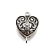 Brass Pendants, with Enamel, Heart Charms, Long-Lasting Plated, Cadmium Free & Lead Free, Rack Plating, Platinum, 15.5x11x3.5mm, Hole: 1.2mm