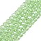 Electroplate Glass Beads Strands, Pearl Luster Plated, Faceted, Rondelle, Light Green, 4x3mm, Hole: 0.4mm, about 105~110pcs/strand, 38~39cm