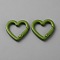 Zinc Alloy Spring Gate Rings, Heart, Olive Drab, 25x26x3.5mm