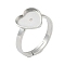 Non-Tarnish 304 Stainless Steel Adjustable Ring Components, Bezel Cup Ring Settings, Heart, Stainless Steel Color, Inner Diameter: 17mm, Tray: 10x10mm