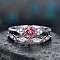 Alloy Micro Pave Cubic Zirconia Finger Rings for Women, Stackable Rings, Platinum, Hot Pink, US Size 8(18.1mm)