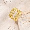Rack Plating Brass Micro Pave Clear Cubic Zirconia Open Cuff Finger Rings for Women, Long-Lasting Plated, Star, Real 18K Gold Plated, 18.5mm