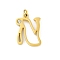 304 Stainless Steel Pendants, with Cubic Zirconia, Letter Charms with Jump Rings, Real 18K Gold Plated, Letter N, 20x15x2mm, Hole: 3mm