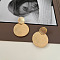 Alloy Stud Earrings, Golden, Flat Round, 50mm