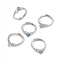 Heart Natural Aquamarine Adjustable Rings, Platinum Tone Brass Finger Rings for Women, 1.7~5mm, Inner Diameter: US Size 8 1/4(18.3mm)