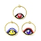 3Pcs Glass Seed Beaded Evil Eye Pendants, with Jump Ring, Mixed Color, 25x8mm, Hole: 3mm