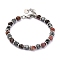 Natural Rhodochrosite & Synthetic Hematite Round Beaded Bracelet, 8-1/4 inch(21cm)