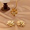Flower Alloy Earrings & Pendant Necklaces Sets for Women, with Imitation Pearl, Golden, 400mm
