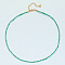 Natural Green Aventurine Faceted Round Beaded Necklaces, Stainless Steel Jewelry for Women, Golden, 15.35 inch(39cm)