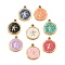 304 Stainless Steel Enamel Pendants, Flat Round, Golden, Starfish, 15.5~16.5x13.5x2.5mm, Hole: 1.2~1.4mm